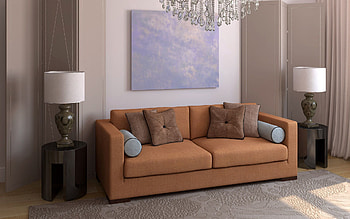 Interior, Miscellanea, Miscellaneous, Brown, Design, Lamp, Room, Style, Sofa, Coziness, Comfort, Lamps, Cushions, Pillows, Apartment, Flat, Scope, Spaciousness HD wallpaper