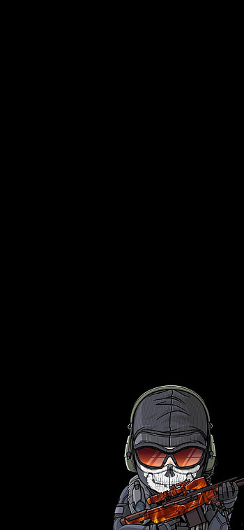 ghost cod black LOCK, COD MOBILE, AMOLED, OLED, CHIBI, CALL OF DUTY, WP, CALL OF DUTY MOBILE HD phone wallpaper