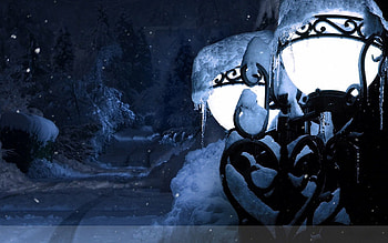 Winter, Nature, Snow, Shine, Light, Park, Lamp, Lantern, Drifts, Icicles HD wallpaper