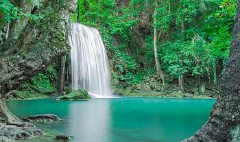 Waterfall, Summer, Rocks, Forest, River HD wallpaper