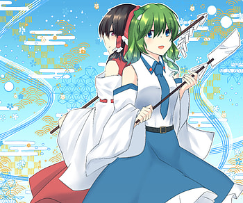 Reimu Hakurei & Sanae Kochiya, Sanae Kochiya, Reimu Hakurei, Anime, Touhou HD wallpaper