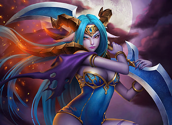 Fantasy girl, blue, purple, thong nguyen, moon, fantasy, luna, girl, orange HD wallpaper