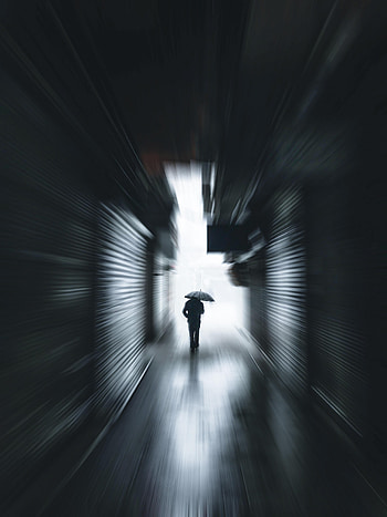 Umbrella, Silhouette, Miscellanea, Miscellaneous, Human, Person, Loneliness, Tunnel HD phone wallpaper