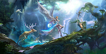 Fantasy Forest, night, art, , beautiful, fairy, rongrong wang, digital, fantasy, deer HD wallpaper