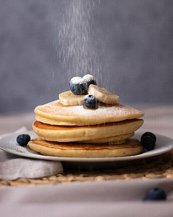 Food, Desert, Bilberries, Banana, Pancake, Powdered Sugar HD phone wallpaper
