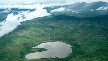 Aerial view, Ngorongoro Crater, Ngorongoro Conservation Area, Tanzania HD wallpaper