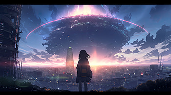 Anime City Sunrise: A Stunning AI-Enhanced Sky Fantasy, sky, sunrise, city, AI Art, Anime, Original, Sky Anime, anime city HD wallpaper