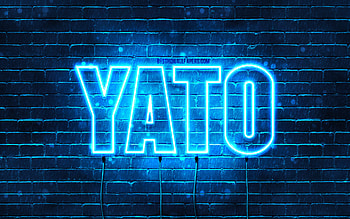 Happy Birtay Yato, , blue neon lights, Yato name, creative, Yato Happy Birtay, Yato Birtay, popular japanese male names, with Yato name, Yato HD wallpaper