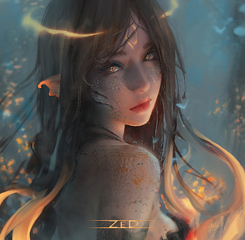 Goldfish, z ed, mermaid, frumusete, art, girl, zed, summer, zedart, fantasy, face, trungbui42, luminos, siren, vara HD wallpaper
