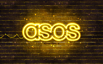 ASOS yellow logo, , yellow brickwall, ASOS logo, brands, ASOS neon logo, ASOS HD wallpaper