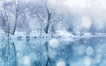 Landscape, Winter, Rivers, Trees HD wallpaper