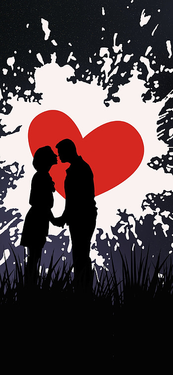 Silhouette artwork couple kiss, Love HD phone wallpaper