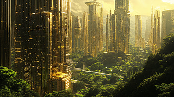 Golden Nexus: A Sci-Fi City in Ultra, Sci Fi, city, sci fi city, futuristic city, skyscraper HD wallpaper