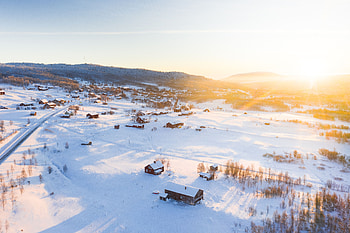 Winter, Nature, Snow, View From Above, Village, Sunlight HD wallpaper