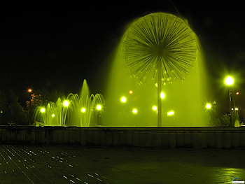 Landscape, Water, Night, Fountain HD wallpaper