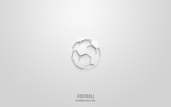 football 3d icon, white background, 3d symbols, football, sport icons, 3d icons, football sign, sport 3d icons HD wallpaper