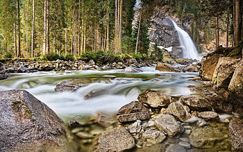 Nature, Waterfall, Forest, Austria HD wallpaper