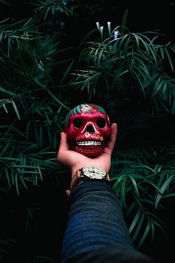 Art, Clock, Hand, Miscellanea, Miscellaneous, Skull HD phone wallpaper
