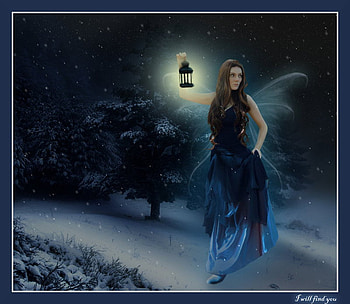 The Night Search, night, fairy, faerie, searching, light, lantern, woman HD wallpaper