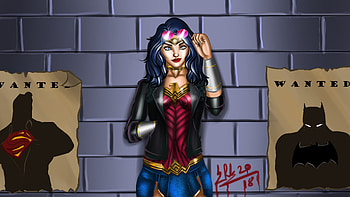 Wonder Woman, leather jacket, superhero, art HD wallpaper