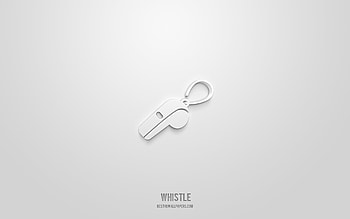 Whistle 3d icon, white background, 3d symbols, Whistle, sport icons, 3d icons, Whistle sign, sport 3d icons HD wallpaper