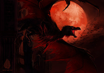 Dragon In Dark Night , dragon, night, artist, artwork, digital-art, deviantart HD wallpaper