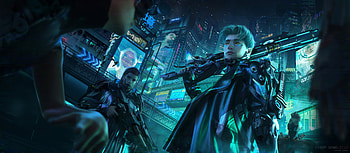 Cyberpunk Man With Gun, cyberpunk, artwork, artist, artstation HD wallpaper
