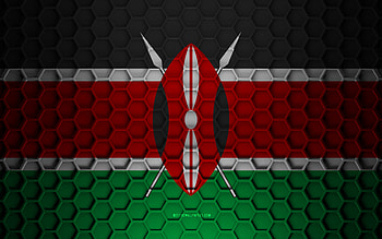 Kenya flag, 3d hexagons texture, Kenya, 3d texture, Kenya 3d flag, metal texture, flag of Kenya HD wallpaper