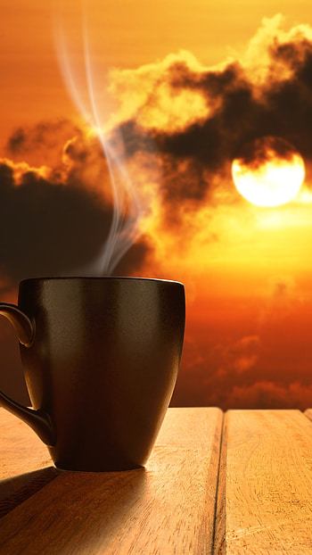 Morning coffee, Sun rising, Xperia HD phone wallpaper