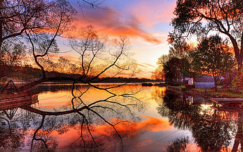 Landscape, Rivers, Sunset HD wallpaper