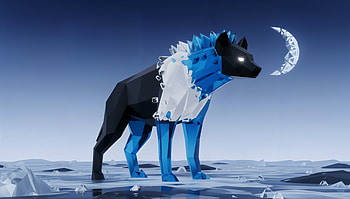 Lunar Ice Hyena —, Wolf HD wallpaper