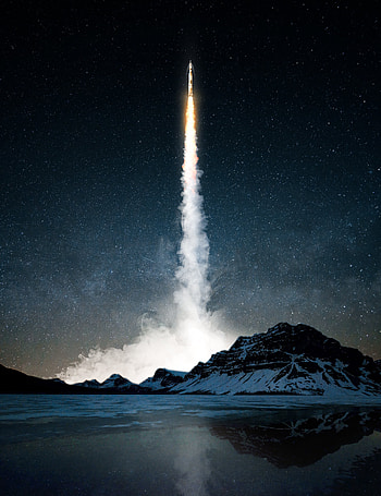Universe, Smoke, Night, Dark, Starry Sky, Rocket HD phone wallpaper