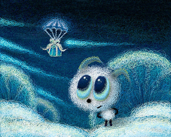The gift, blue, winter, art, eyes, gift, tree, fantasy, balloon, luminos HD wallpaper