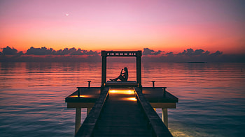 Girl Silhouette Pier , silhouette, pier, graphy HD wallpaper