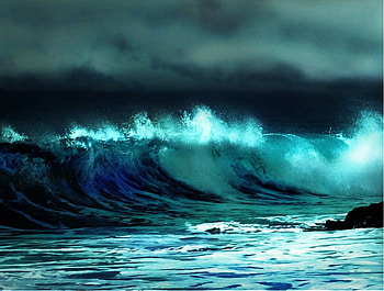 The wave, blue, rolling, foam, crashing, wave, ocean HD wallpaper