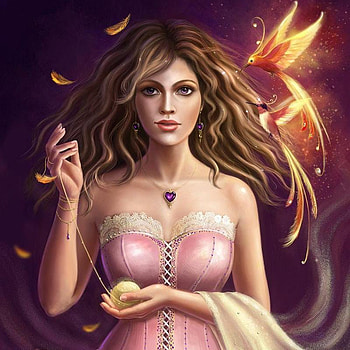 Fiery Birds, bird, blonde, girl, dress, beauty, fiery, pink, fantasy, cg, pretty, female HD wallpaper