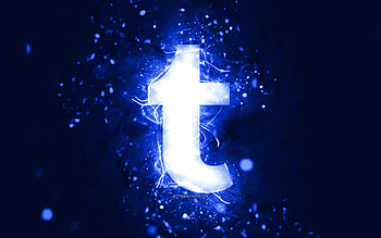 Tumblr dark blue logo, , dark blue neon lights, creative, dark blue abstract background, Tumblr logo, social network, Tumblr HD wallpaper