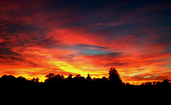 Cloudy sunset, Cloud, Black, Yellow, Red HD wallpaper
