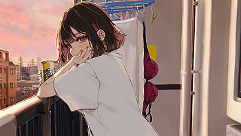 Anime Girl Chilling At Balcony , anime-girl, anime, artist, artwork, digital-art HD wallpaper