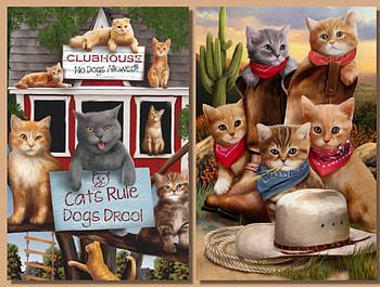 Desperadoes and The Cat Club, painting, cats, club, hat, collage HD wallpaper