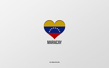 I Love Maracay, Venezuelan cities, Day of Maracay, gray background, Guacara, Maracay, Venezuelan flag heart, favorite cities, Love Maracay HD wallpaper