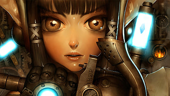 Close you weapon, blue, black, blue light, light, weapon, metal, girl, metal weapon HD wallpaper