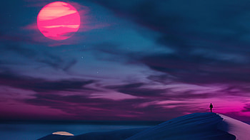 Artistic Man On Path Desert Night Minimalist Minimalism HD wallpaper