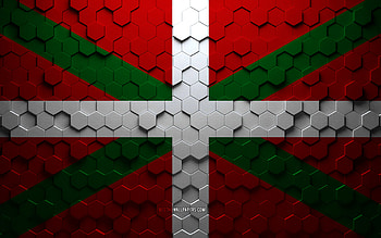 Flag of Basque Country, honeycomb art, Basque Country hexagons flag, Basque Country, 3d hexagons art, Basque Country flag HD wallpaper