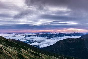 Nature, Sunset, Sky, Mountains, Clouds, Vertex, Top, Porous HD wallpaper