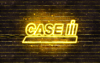 Case IH yellow logo, , yellow brickwall, Case IH logo, brands, Case IH neon logo, Case IH HD wallpaper