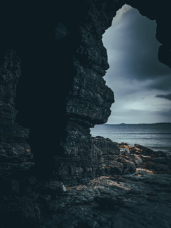 Rocky cave, arch, coast HD phone wallpaper