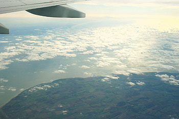Aviation, landscape, sea, plane, fly HD wallpaper