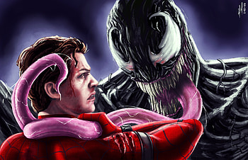 Venom Vs Spiderman Homecoming Artwork , venom, spiderman, artwork, artist, digital-art, deviantart, superheroes, supervillain HD wallpaper