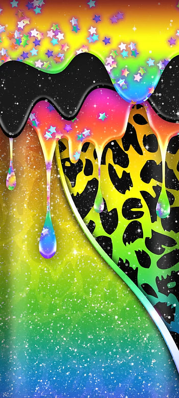 Rainbow melting, aqua, electric blue, Luxury, Curve, Leopard, Premium, colorful HD phone wallpaper